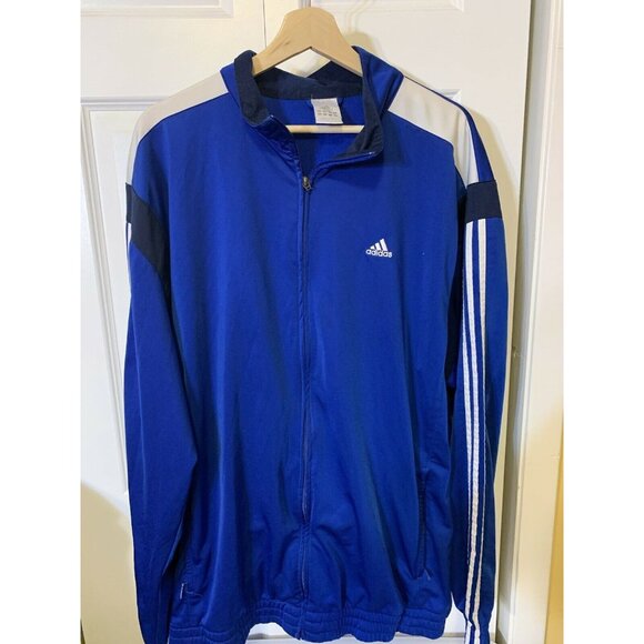 VINTAGE Adidas Full Zip Track Jacket Men’s Sz XL Blue‎ White Hip Hop 90s - Picture 4 of 8